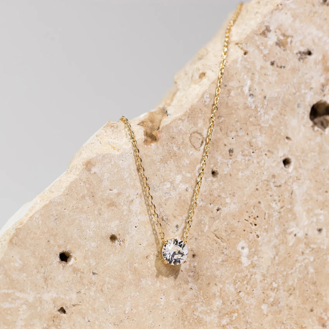 Round Solitaire CZ Everyday Necklace