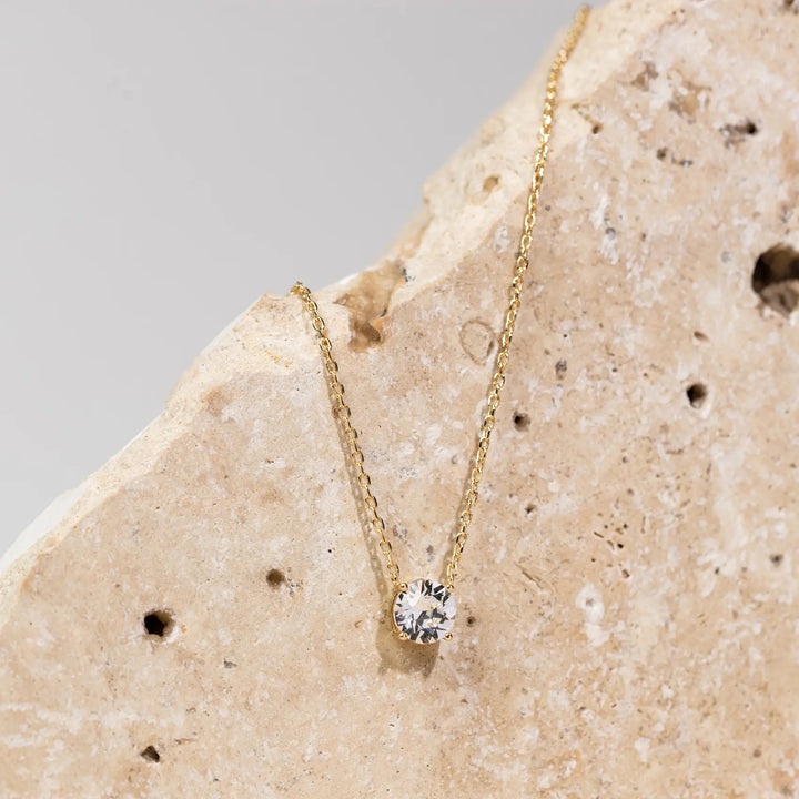 Round Solitaire CZ Everyday Necklace