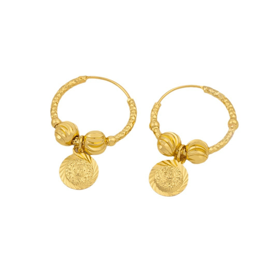 Coin Charm Hoop Earrings for Everyday
