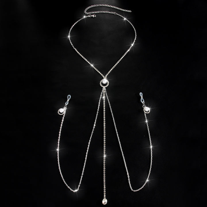 Lmitation Pearl Pendant Nipple Clasp Body Chain