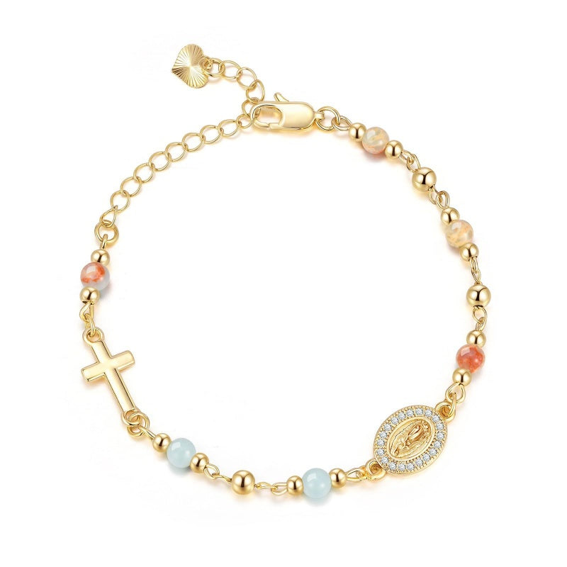 Faith Rosary Crystal  Virgin Cross Bracelet