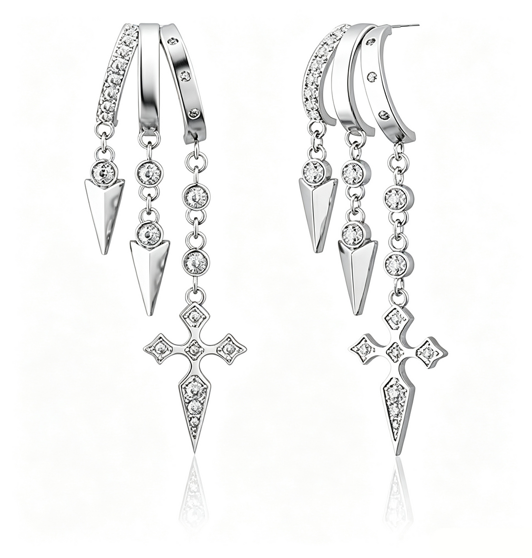 Triple Hoop Long Dangle Drop Earrings Daily Wear