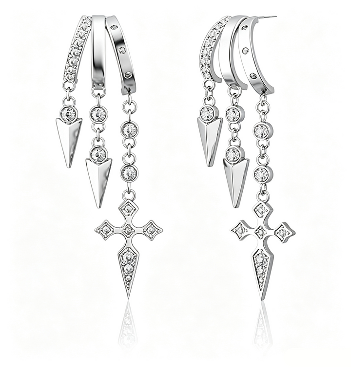Triple Hoop Long Dangle Drop Earrings Daily Wear