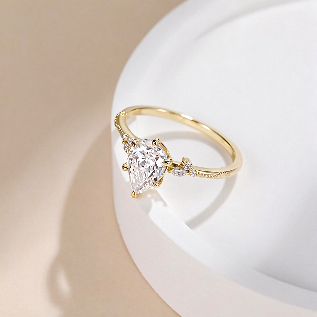 Pear Cut Teardrop Ring