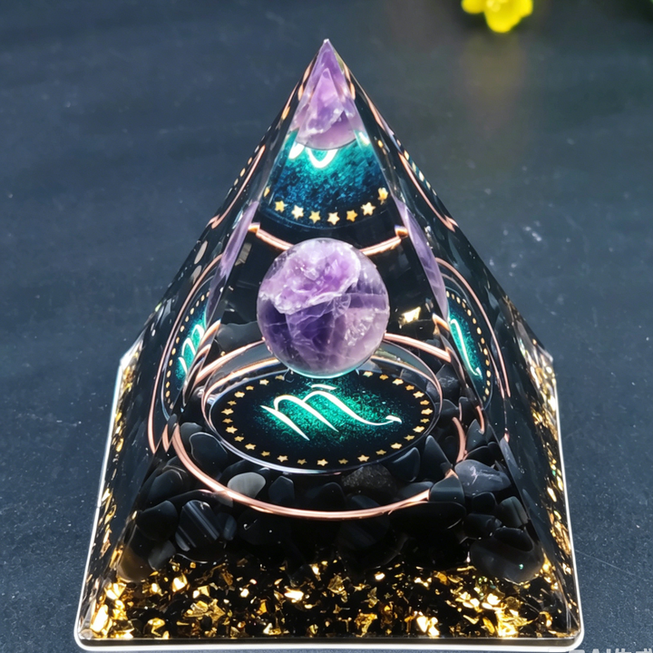 12 Constellation Handmade Stone Pyramid Desk Ornament