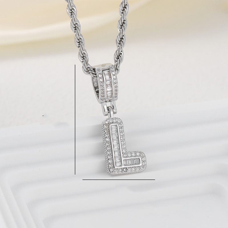 Zircon Letter Pendant Twisted Rope Necklace