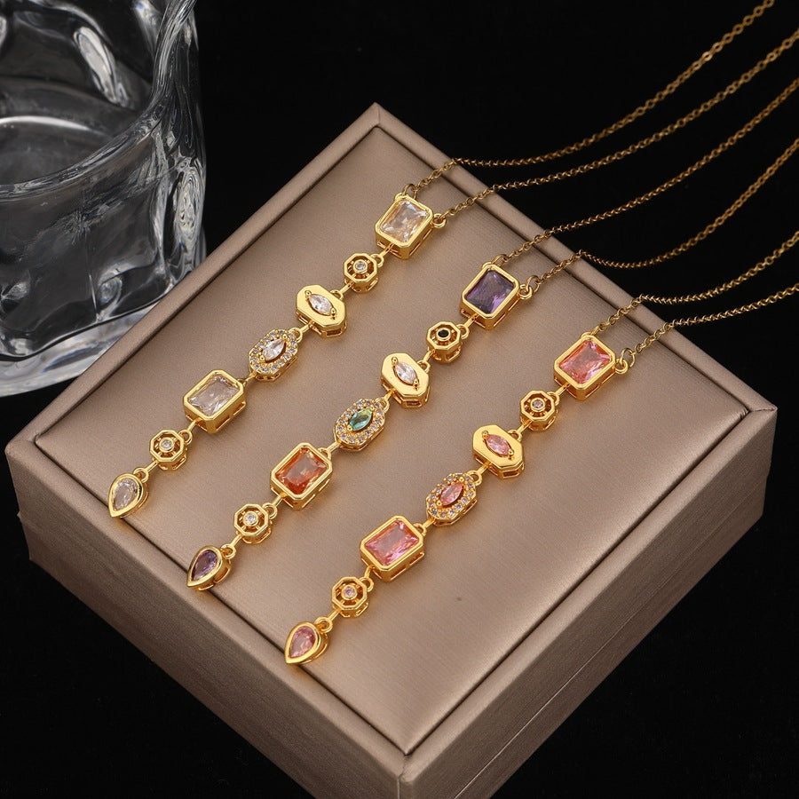 Zircon Tassel Pendant Necklace for Women