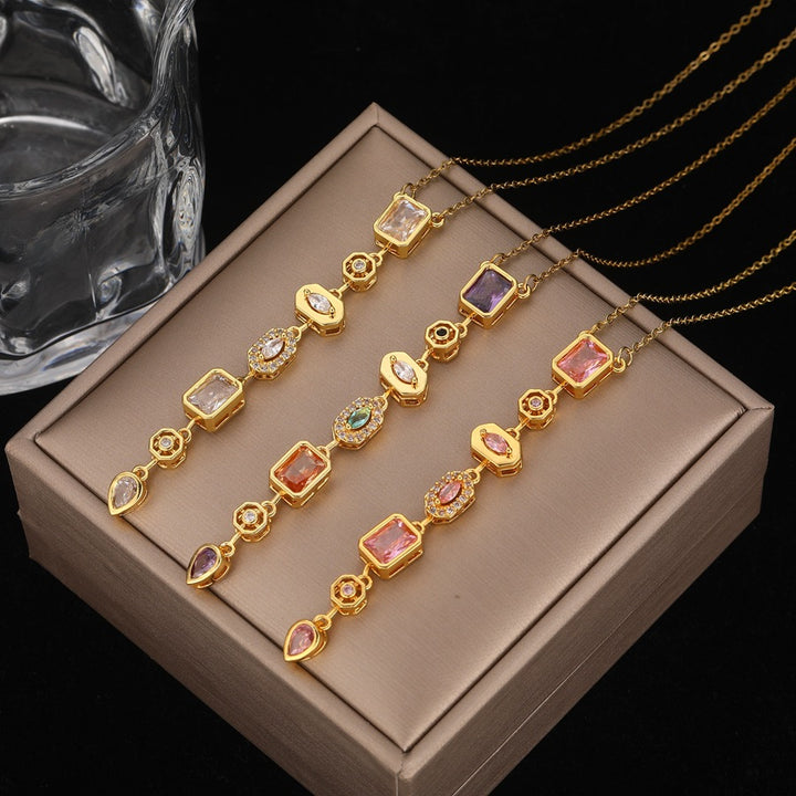 Zircon Tassel Pendant Necklace for Women