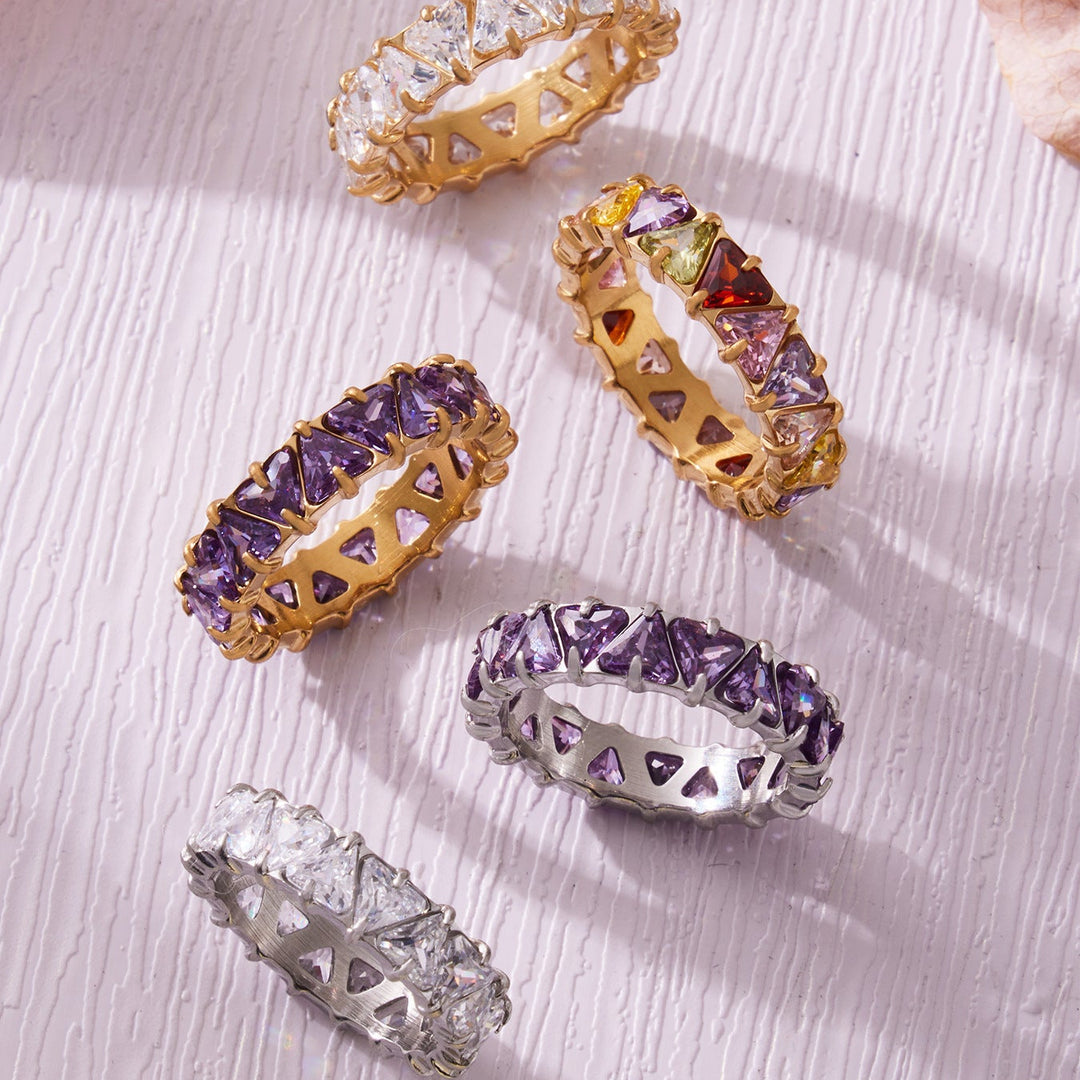 Multicolor Triangle CZ Statement Ring