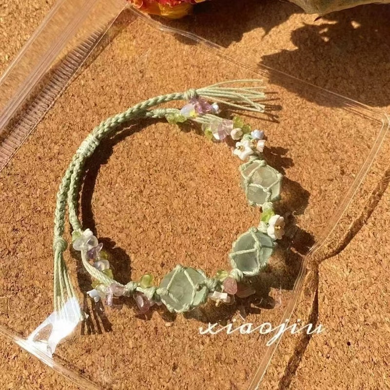 Handwoven Floral Crystal Bracelet
