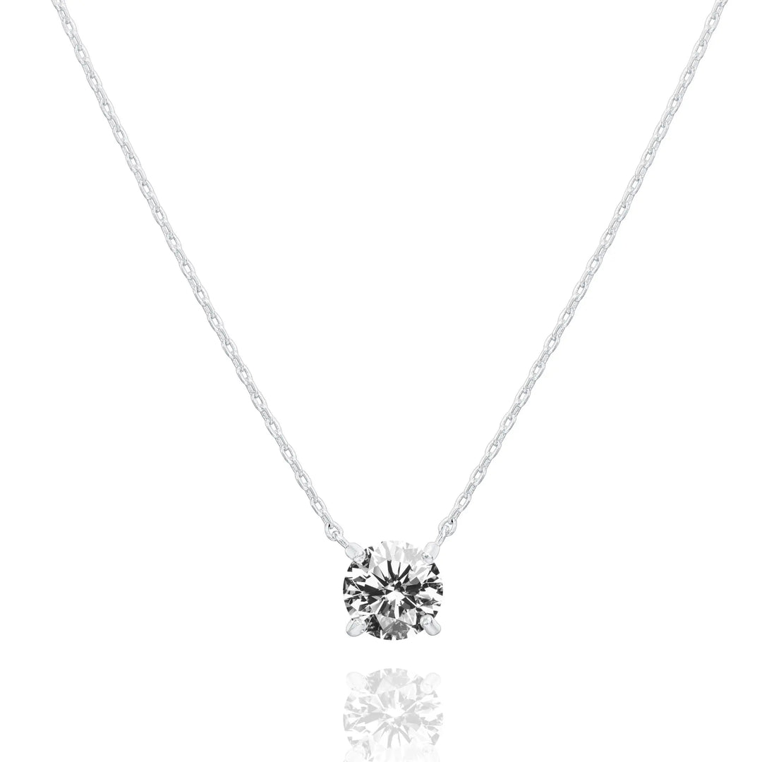 Round Solitaire CZ Everyday Necklace