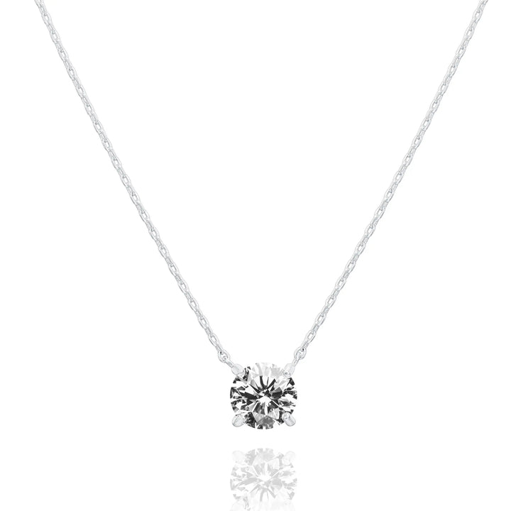 Round Solitaire CZ Everyday Necklace