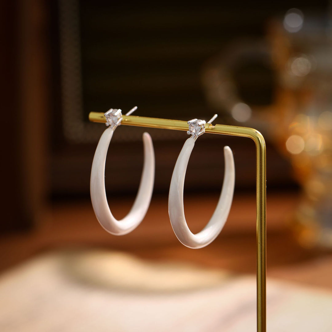 Sculpted Enamel CZ Hoop Earrings