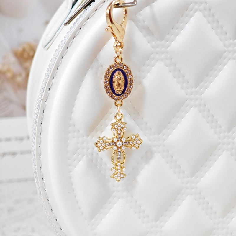 Virgin Mary Cross Rhinestone Bag DIY Charms