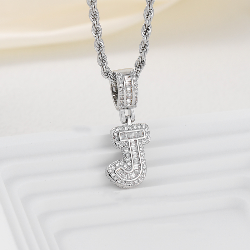 Zircon Letter Pendant Twisted Rope Necklace