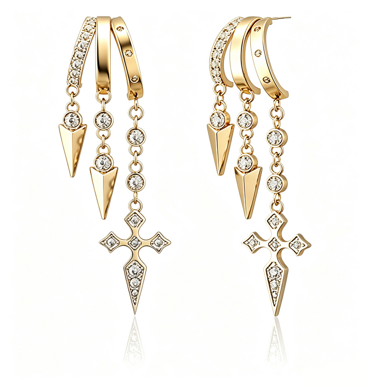 Triple Hoop Long Dangle Drop Earrings Daily Wear
