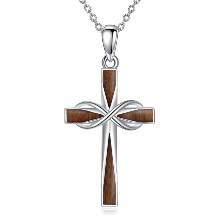 Infinity Cross Pendant Necklace with Inlaid Accents
