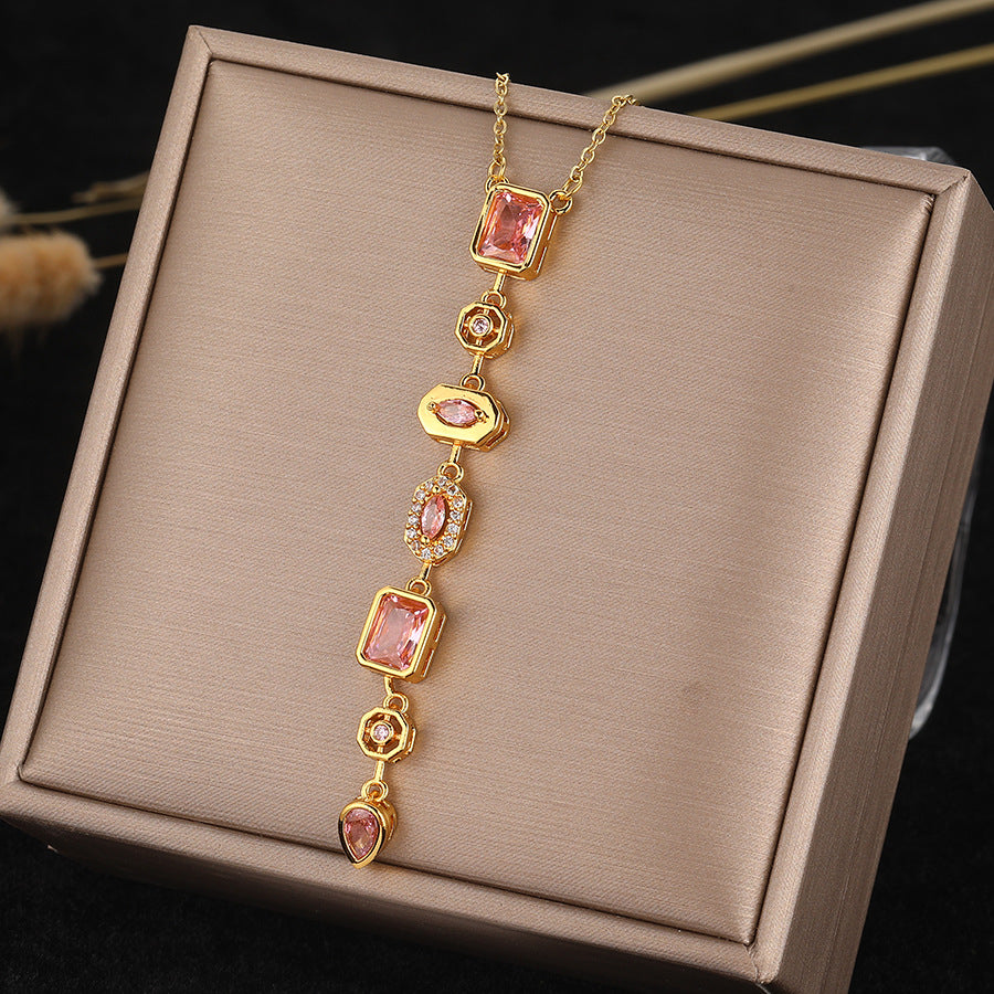 Zircon Tassel Pendant Necklace for Women