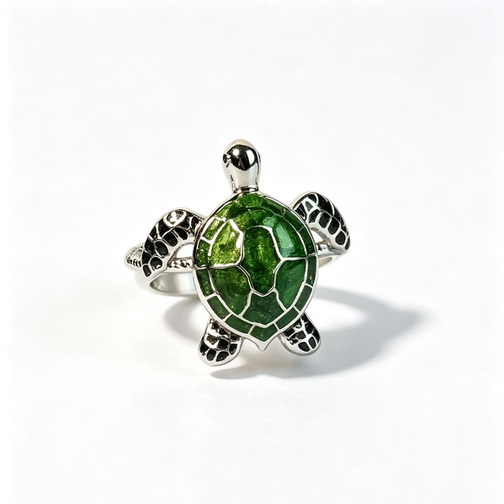 Enamel Turtle Adjustable Ring Beach Daily Wear