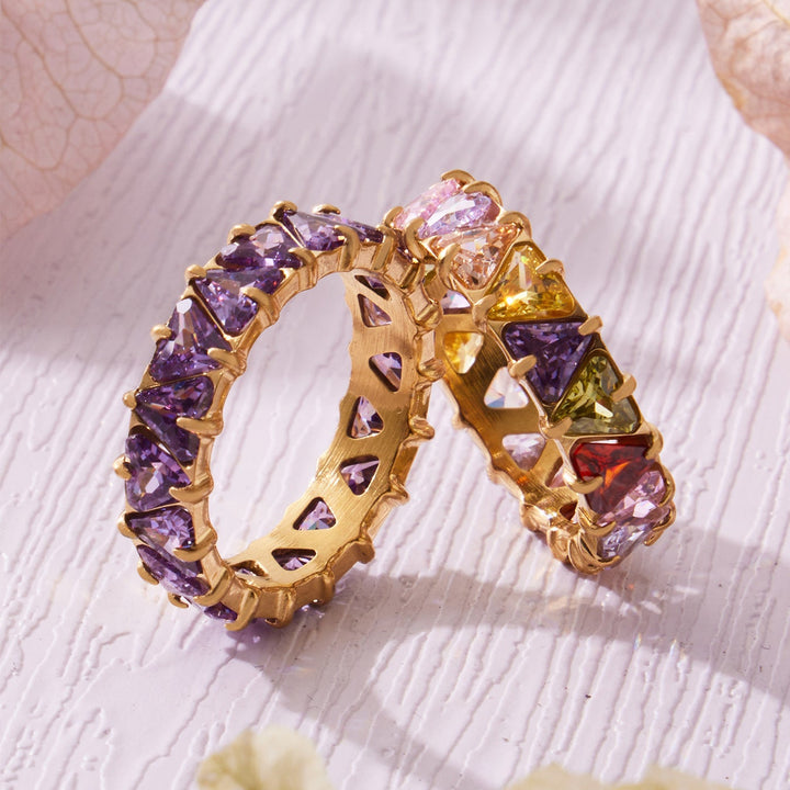 Multicolor Triangle CZ Statement Ring
