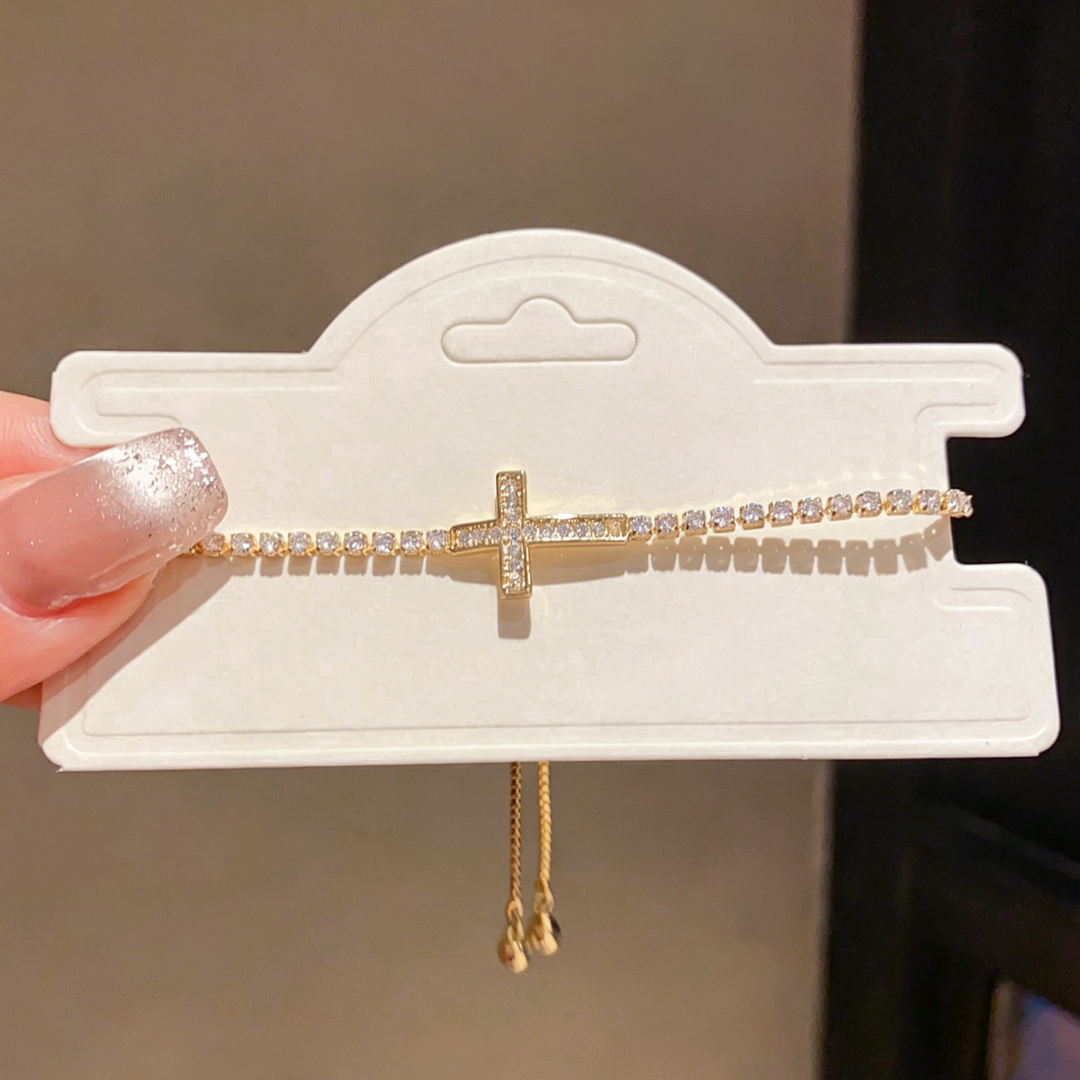 Sparkling Cross Adjustable Bracelet for Women