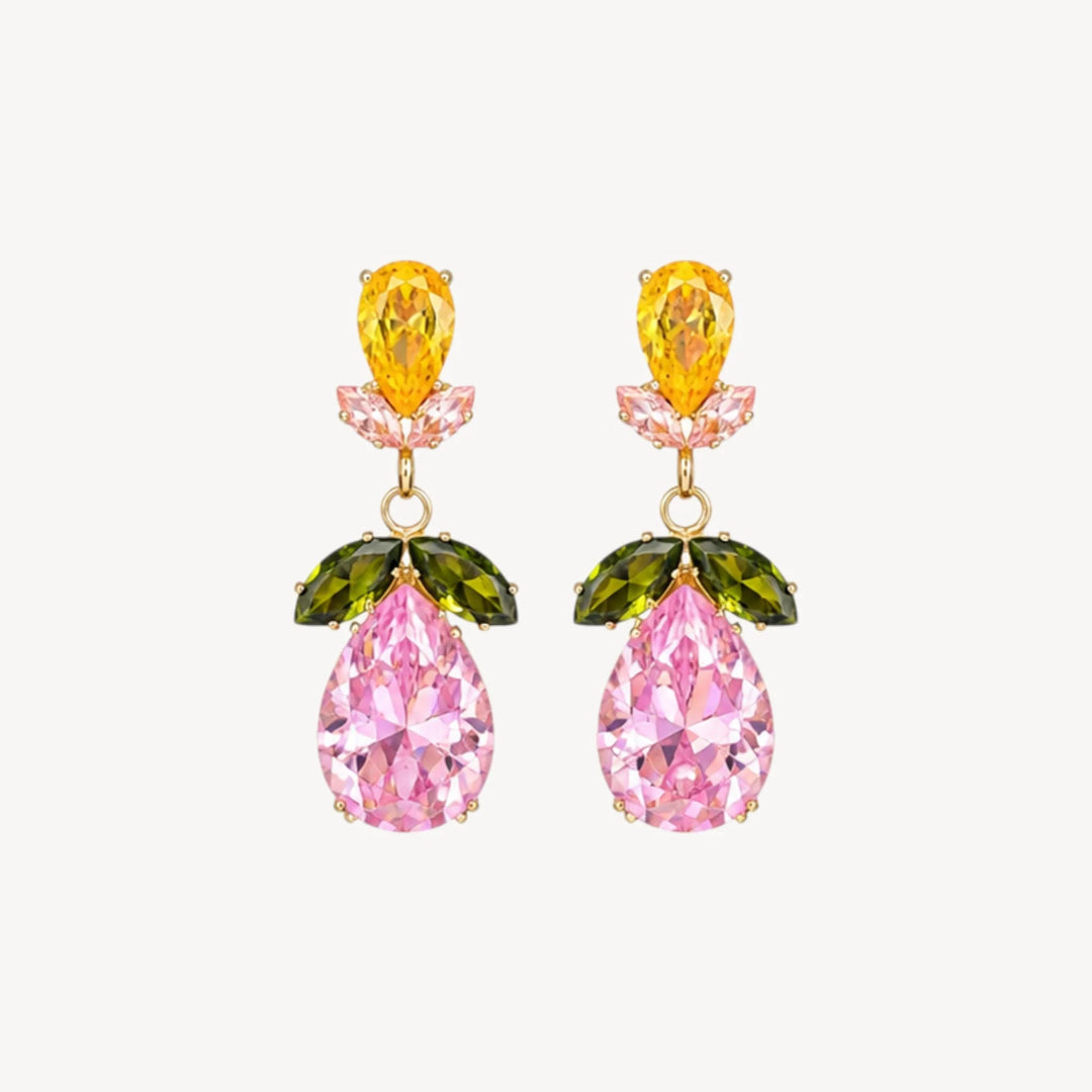 Colorful CZ Floral Leaf Drop Jewelry