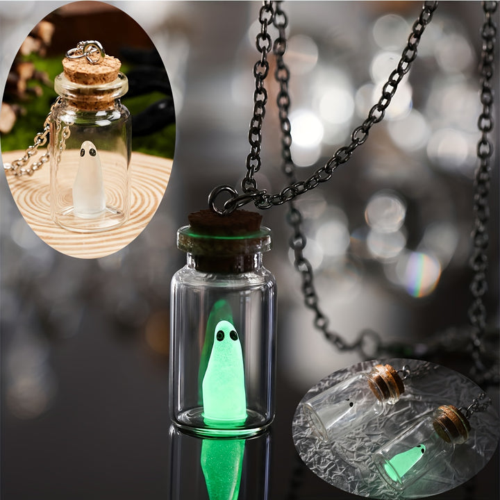 Glow Ghost Bottle Halloween Jewelry Set