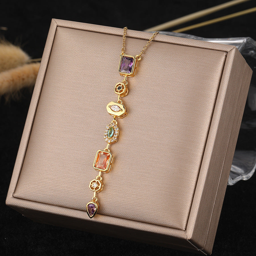 Zircon Tassel Pendant Necklace for Women