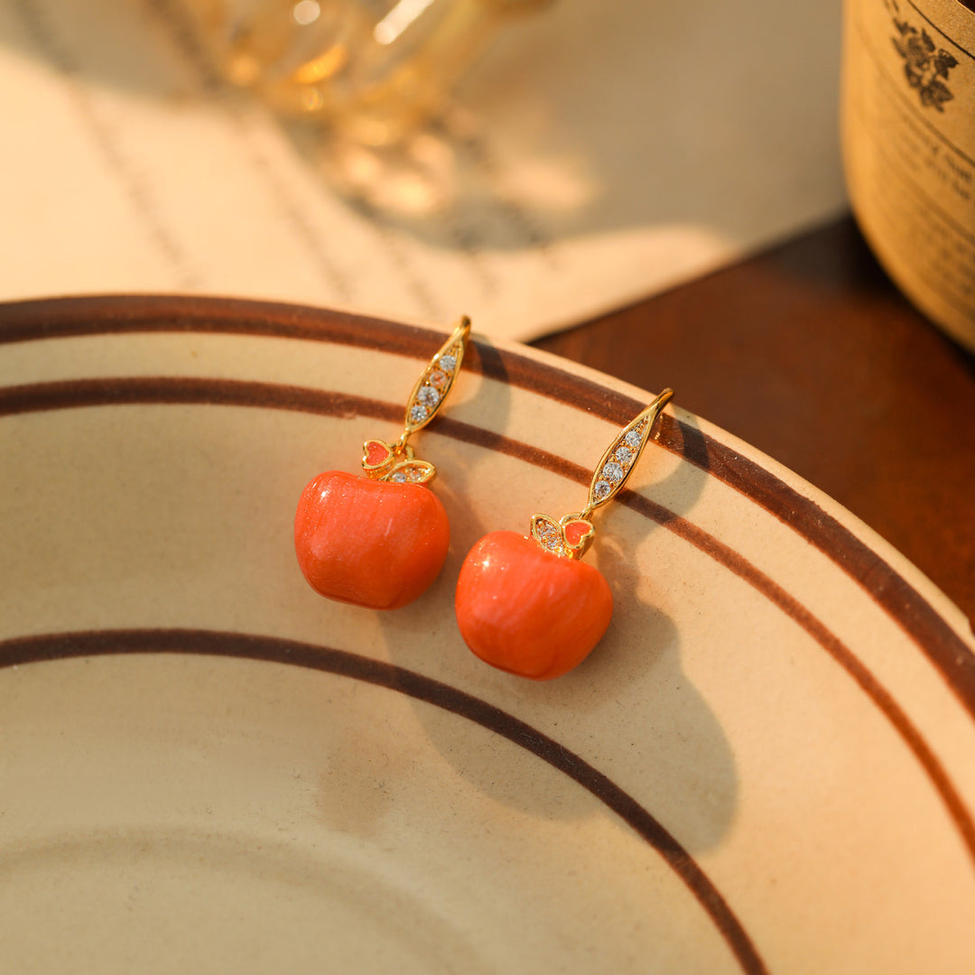 Sweet Apple Charm Necklace and Earrings