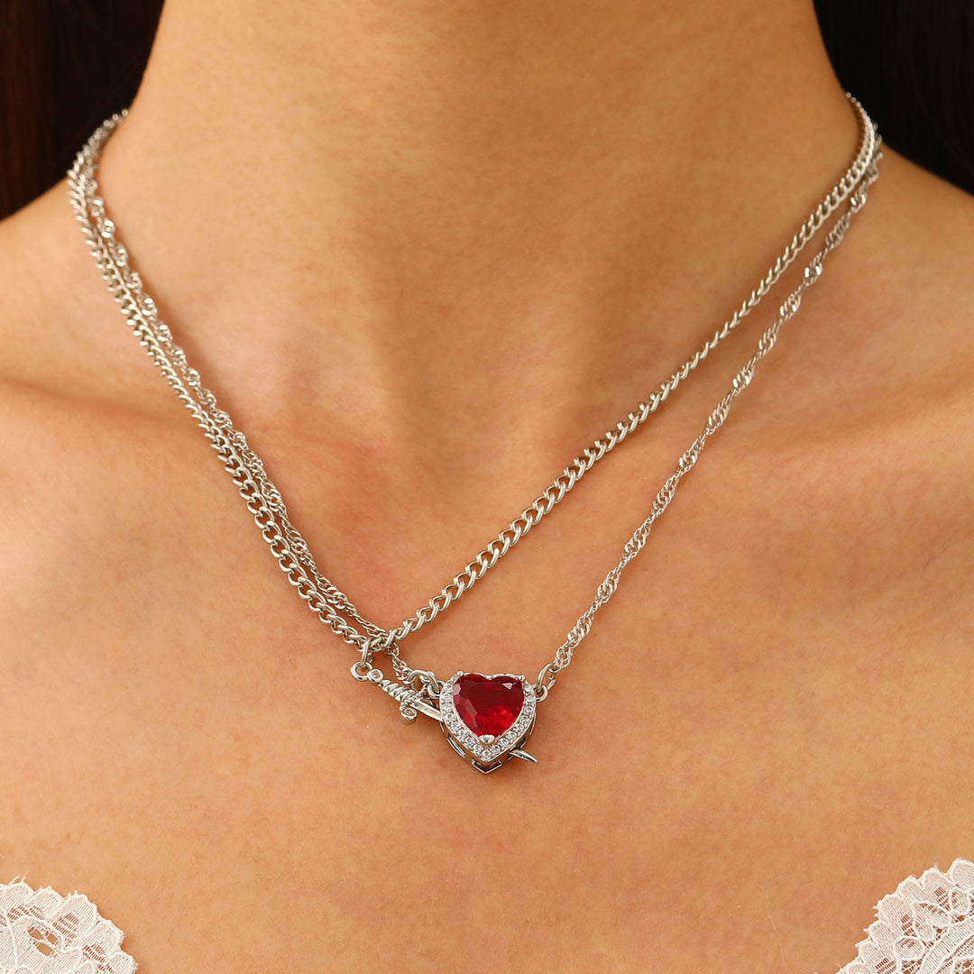 Valentine Gift Heart Dagger Zircon Necklace