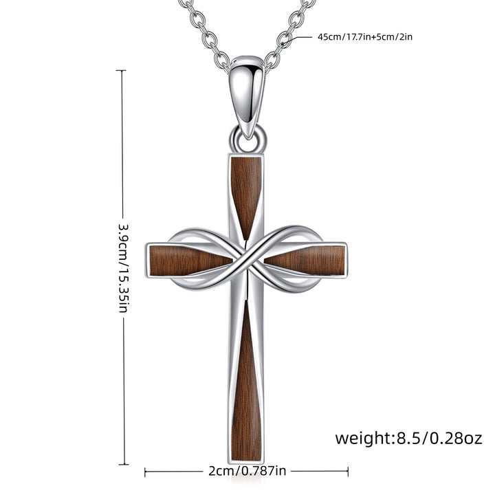 Infinity Cross Pendant Necklace with Inlaid Accents