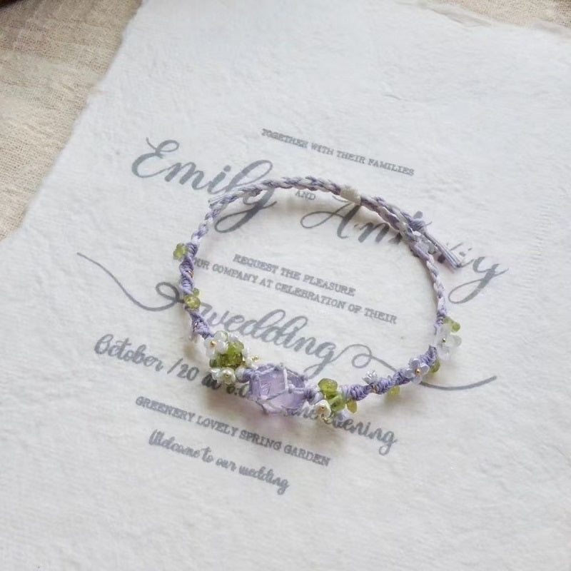 Handwoven Floral Crystal Bracelet