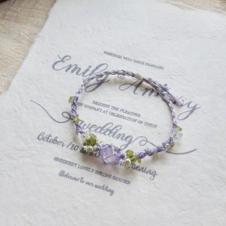 Handwoven Floral Crystal Bracelet