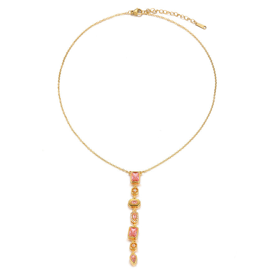 Zircon Tassel Pendant Necklace for Women