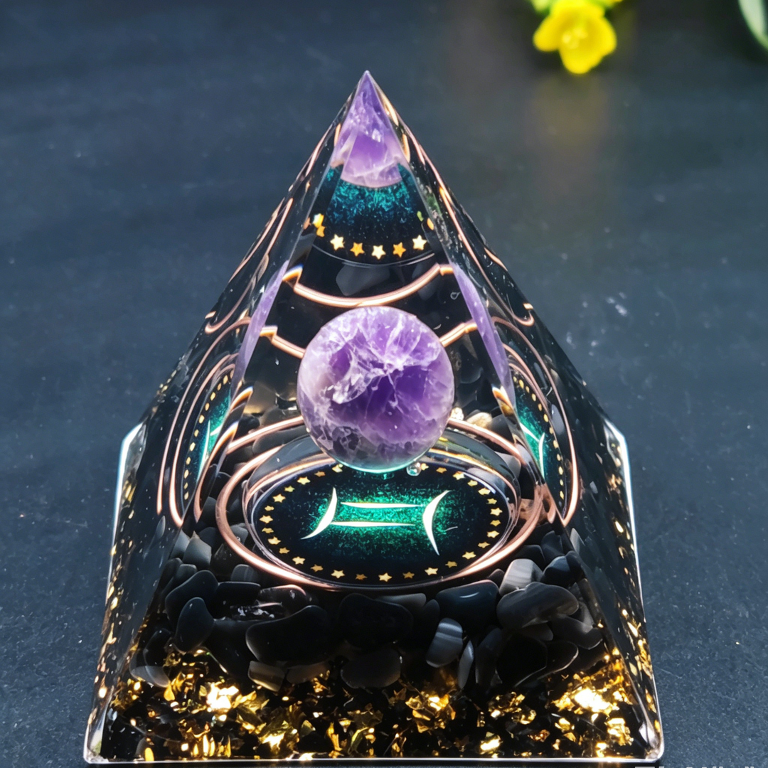 12 Constellation Handmade Stone Pyramid Desk Ornament