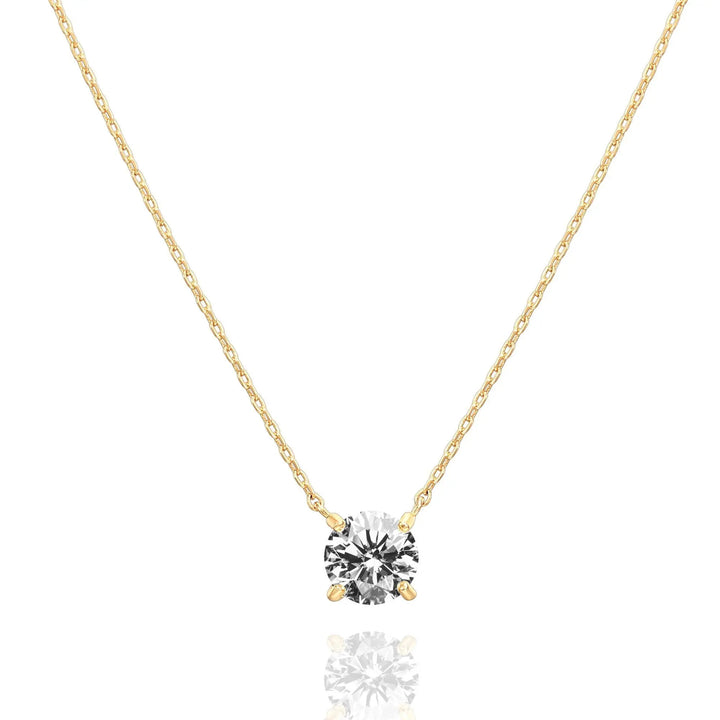 Round Solitaire CZ Everyday Necklace