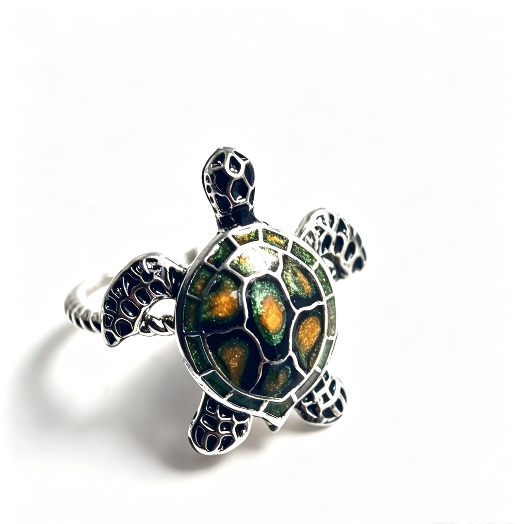 Enamel Turtle Adjustable Ring Beach Daily Wear