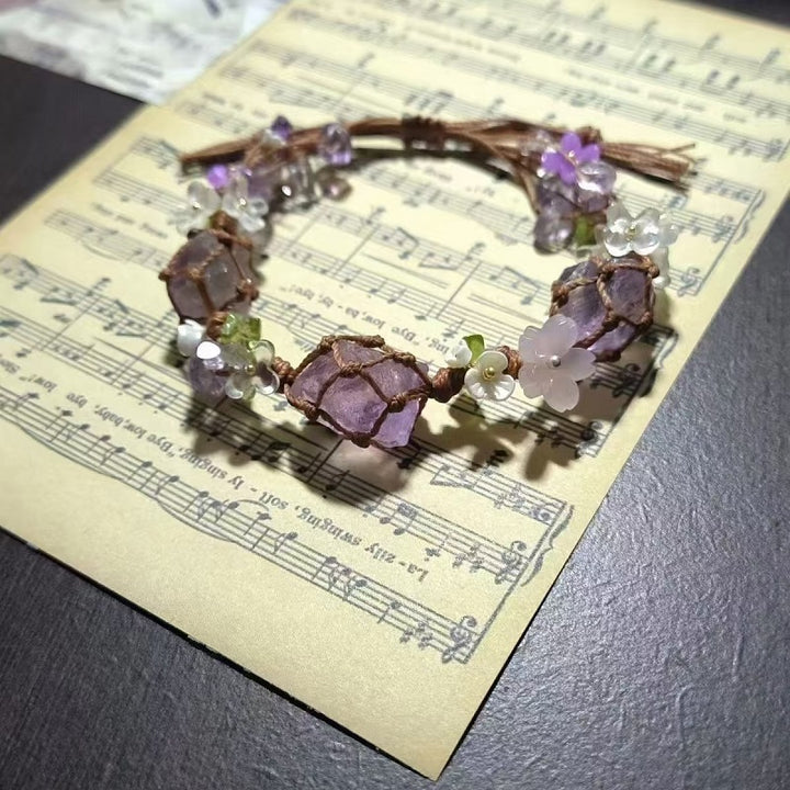 Handwoven Floral Crystal Bracelet