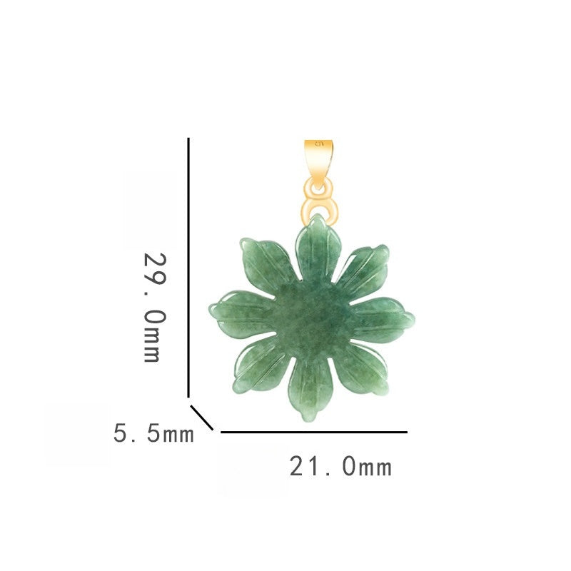 Green Crystal Sun Flower Necklace
