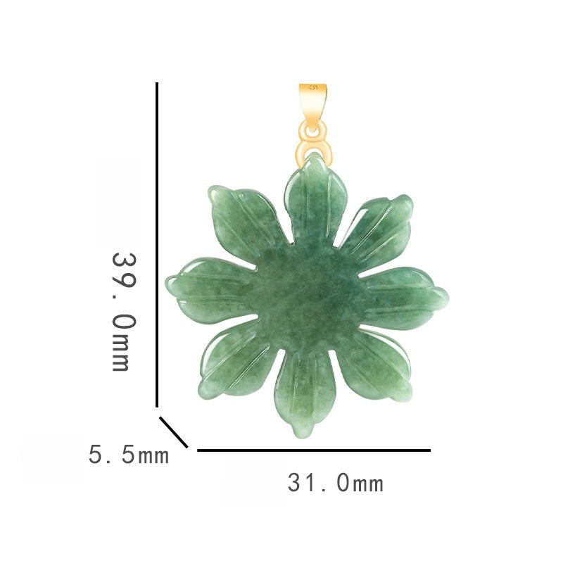 Green Crystal Sun Flower Necklace