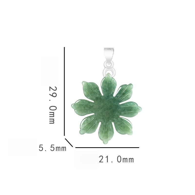 Green Crystal Sun Flower Necklace