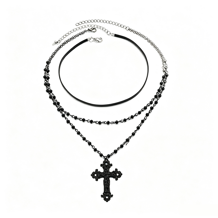 Gothic Cross Layered Necklace Daily Party Outfit