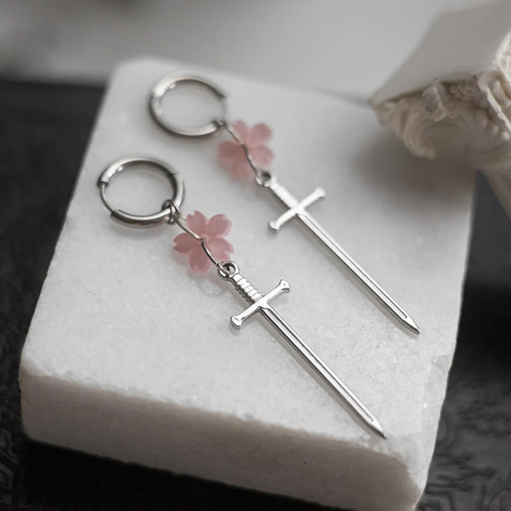 Sakura Sword Charm Gothic Dangle Earrings