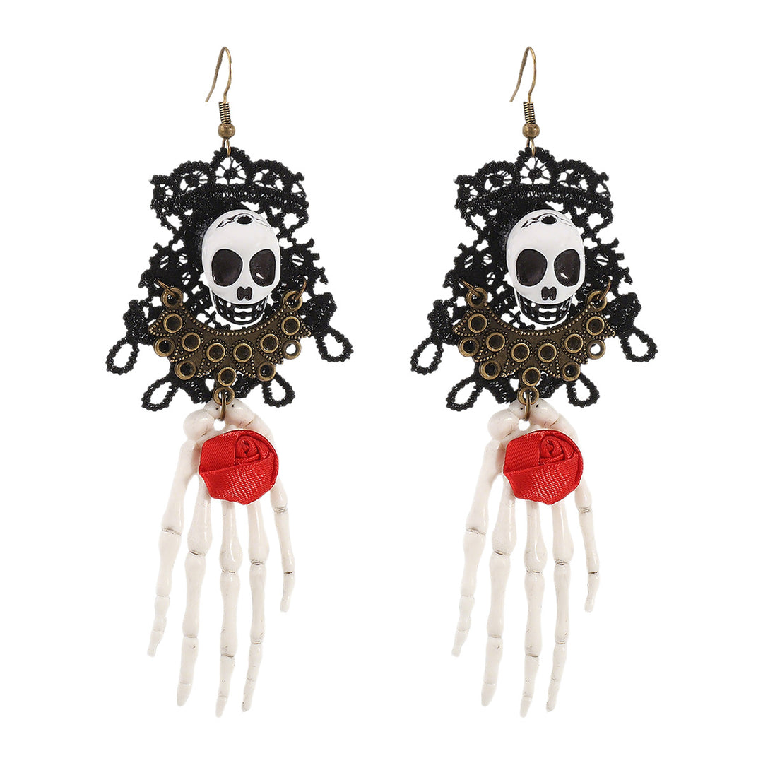 Halloween Lace Skeleton Hand Dangle Earrings