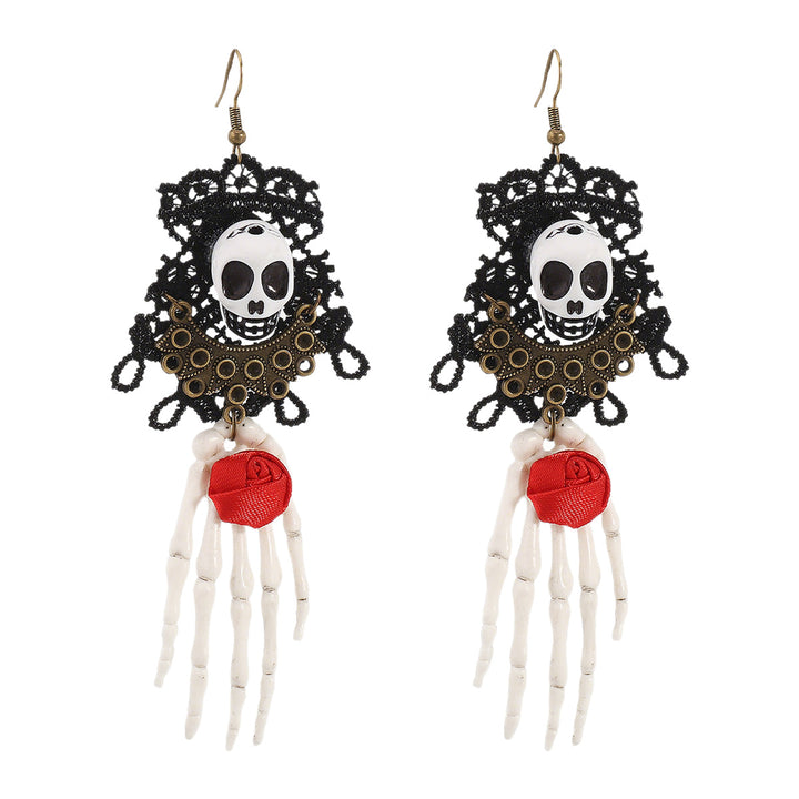 Halloween Lace Skeleton Hand Dangle Earrings