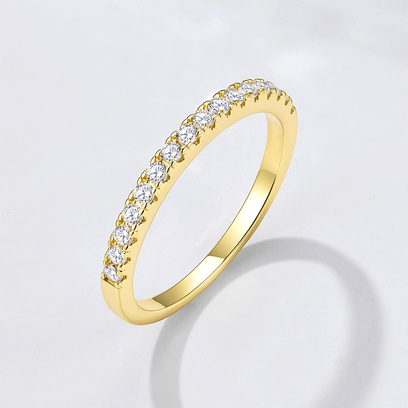 Women Half Band Cubic Zirconia Ring
