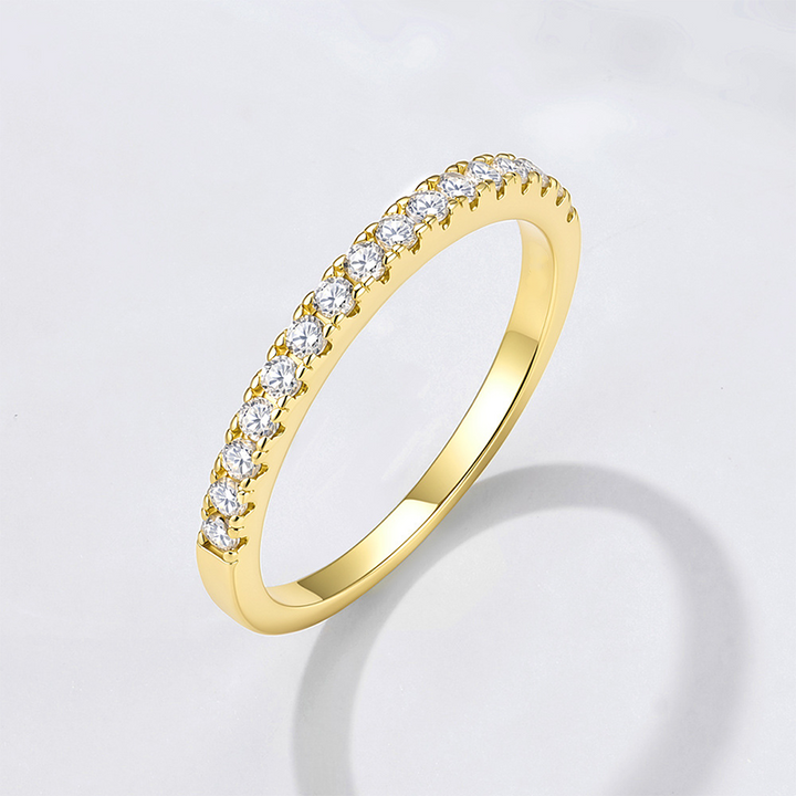 Women Half Band Cubic Zirconia Ring