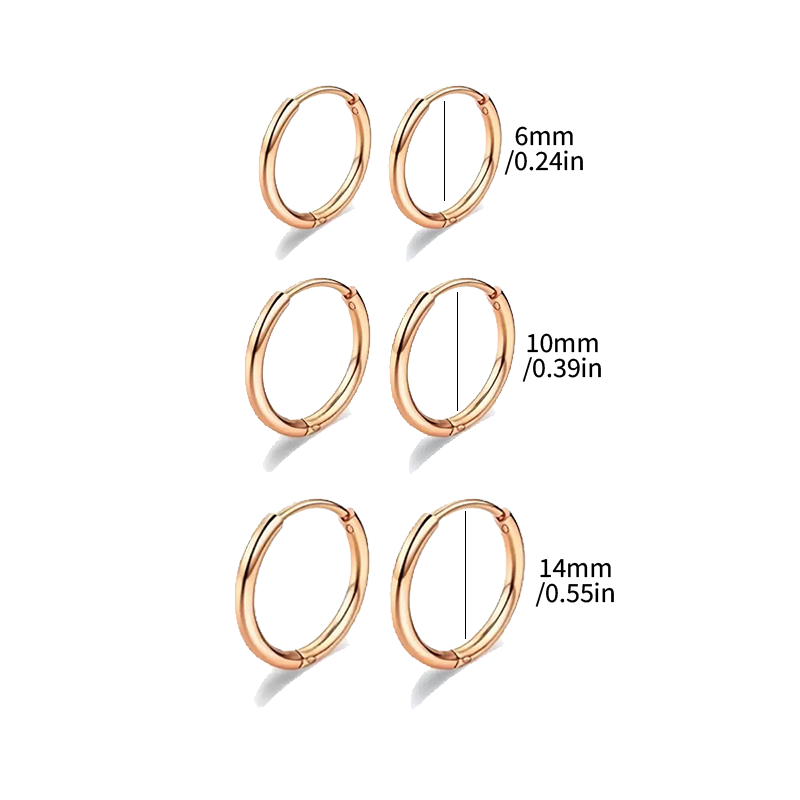 Multi Size Plain Hoop Earring Set Daily Wear
