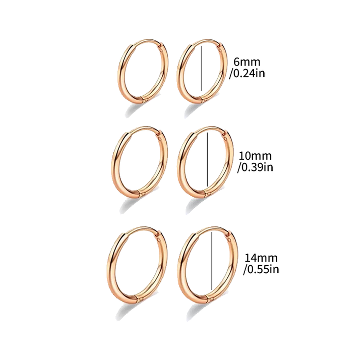 Multi Size Plain Hoop Earring Set Daily Wear