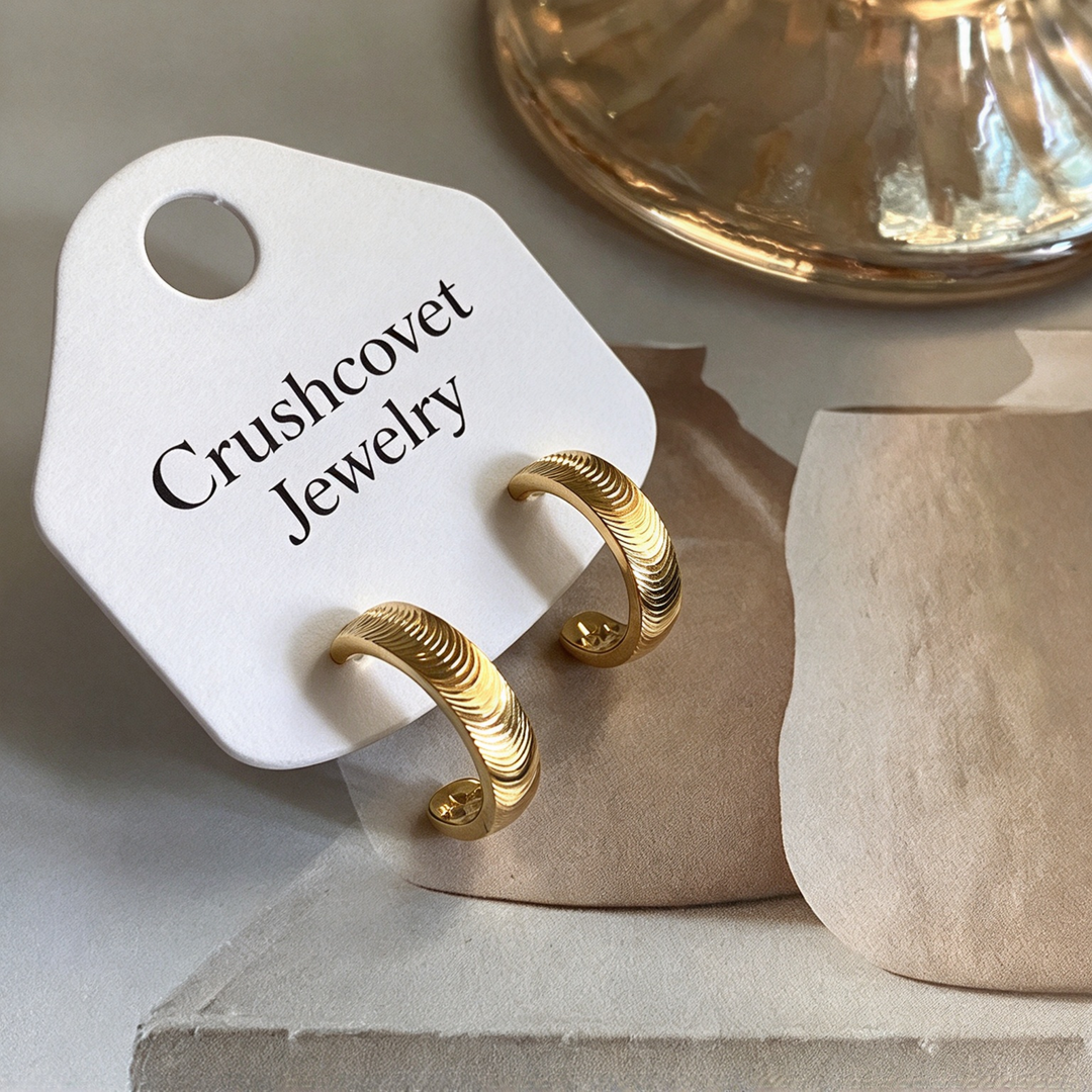 Textured Gold Everyday Hoop Earrings